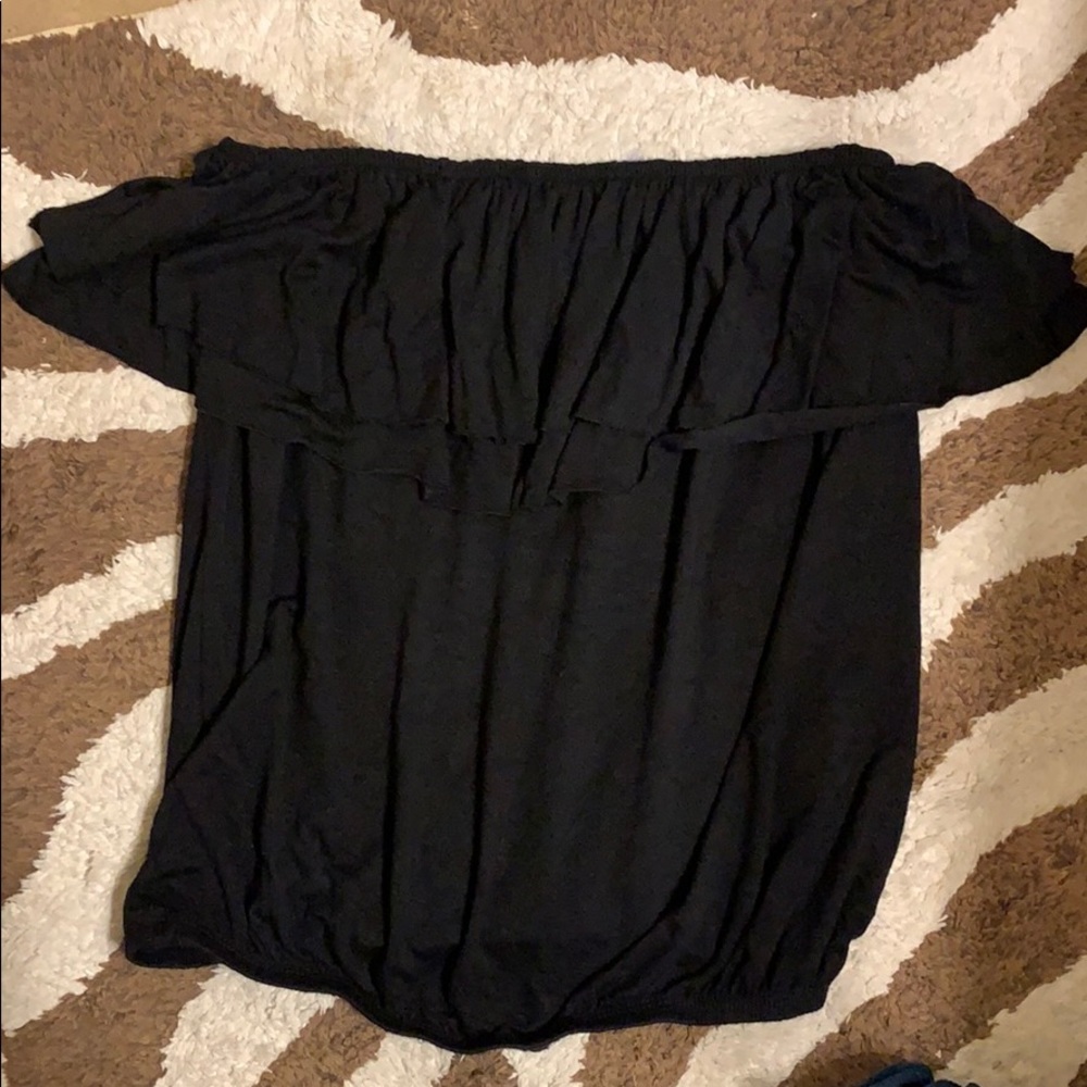 Black strapless blouse with cute open back